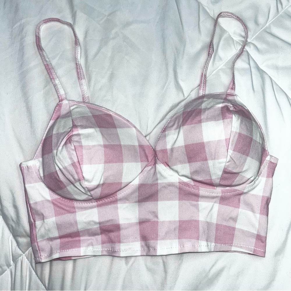 Pink Checkered Women's Bralette